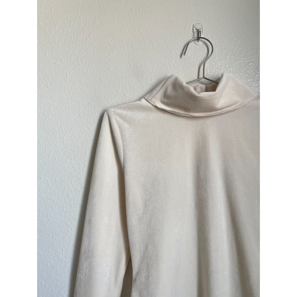Camila Coelho Gloria Velour Turtleneck Bodysuit in Off-White Size MEDIUM - Picture 2 of 7